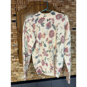 Vintage 90s Just Maggie Floral Silk/angora Blend Mock Neck Sweater Sz M Cottage